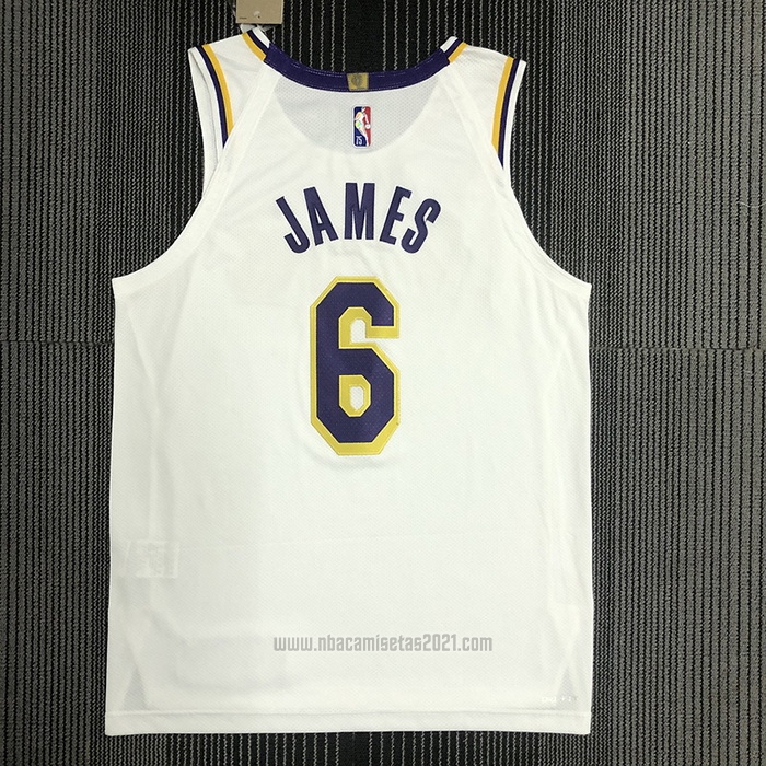 Camiseta Los Angeles Lakers LeBron James #6 Association Autentico Blanco